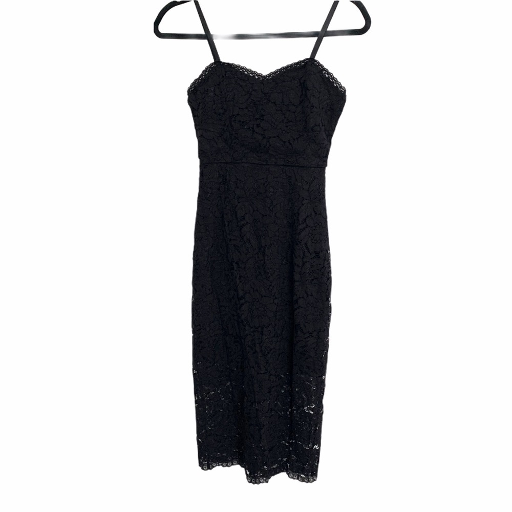 NWT Franchesca’s black midi bodycon lace dress XXS - Picture 1 of 6
